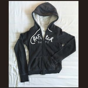 A&F girls sherpa fleece full-zip hoodie